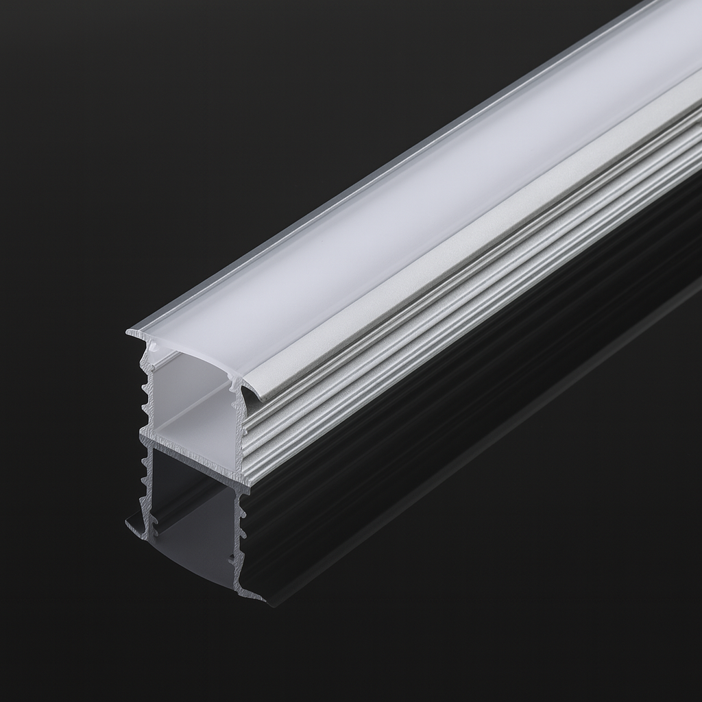 Perfil T Gris 24 x 12 x 3 MT Aluminio con Difusor (2)