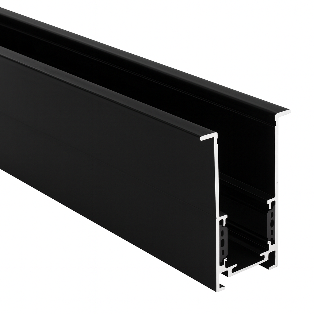 Riel Magnético Externo L20-P BK “LARKO” 3 MT Recesado Negro (2)