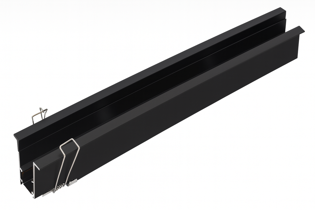 Riel Magnético Externo T2510 BK "LAIKO" 2 MT 31*42 mm Recesado Negro Pequeño (2)