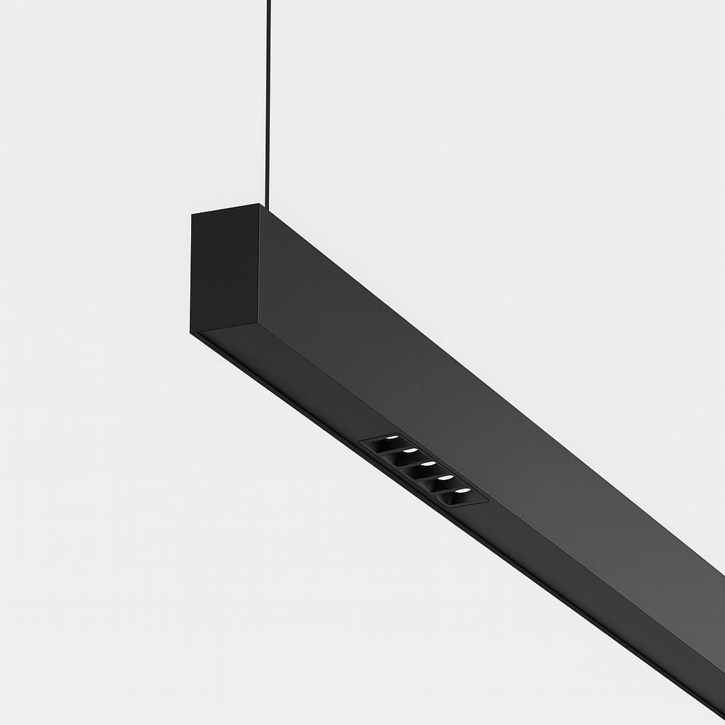 Lampara Suspendida Recesada 36W 3000K Lineal Dimeable Negro 0-10v 38° 85-265V 1200X50x70 (2)