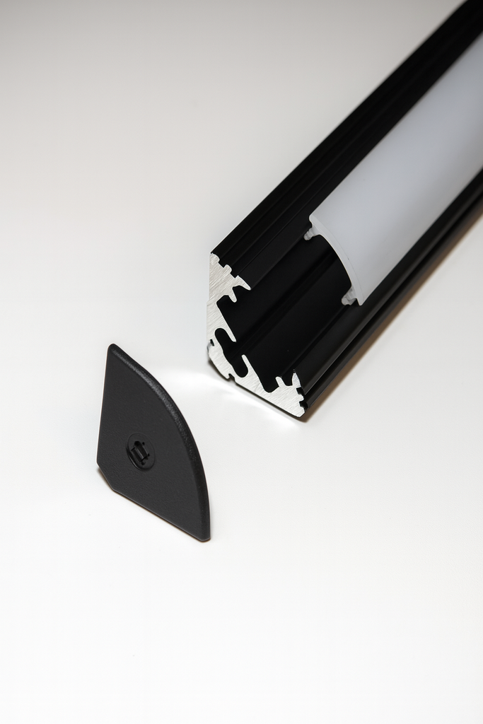 Perfil V Negro19 mm x 3 Metros con Difusor 45º BL-V011 (2)