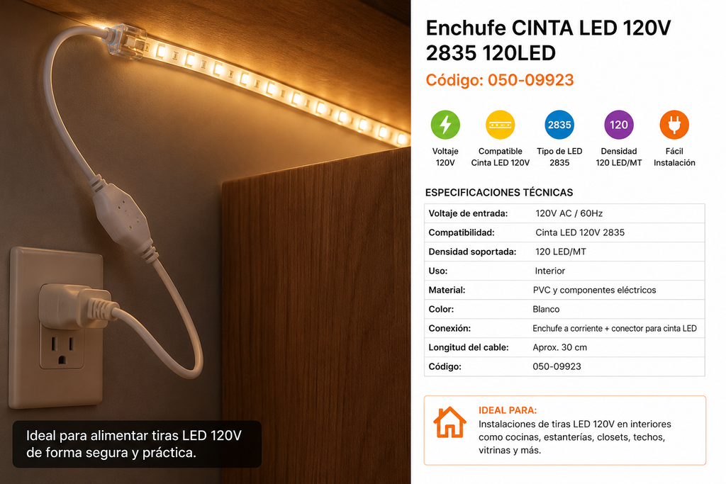 Enchufe Cinta LED 120V 2835 120LED