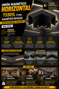 Unión Magnético Horizontal T3301L 5MM Magnético Interior 50*50*20 para Riel T3410 Negro