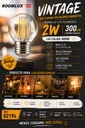 Bombillo 2W 3000k E-27 B70104 Vintage G-45 3000K Clear 110V-130V ROOMLUX