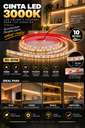 Cinta 3000K 24V 9W/M SWW120F010W24-2835 10MT 10 mm CRI-90 120 LED/MT IP-20 3M Rojo