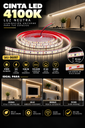 Cinta 4100K 12V 15W/M SWW120F10W12-2835 5 MT 10 mm CRI-90 120 LED/MT IP-20 3M Rojo