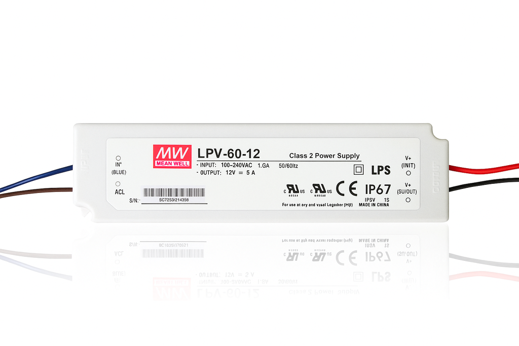 Driver 60W 12V LPV-60 5A 110-265V IP-67 MEAN WELL