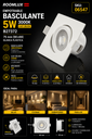 Empotrable Basculante 5w 3000k B27372 75 mm (90 x90) Blanca Plástica ROOMLUX