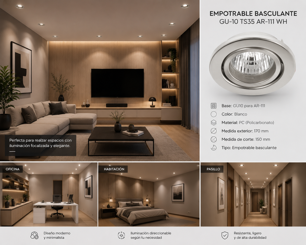Empotrable Basculante GU-10 TS54 SN ACERO 99 mm (75 mm) Satin Niquel