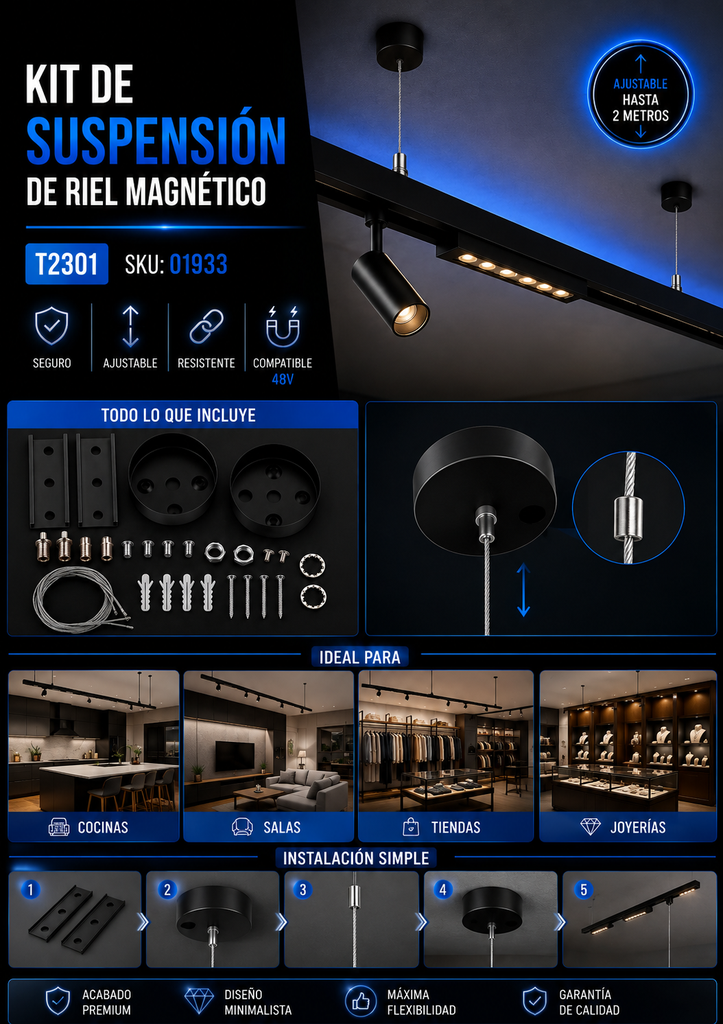 Kit de Suspensión de Riel Magnético T2301
