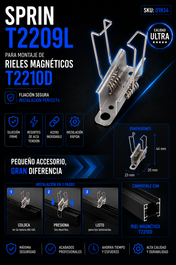 Sprin T2209L para Montaje de Rieles Magnéticos T2210D