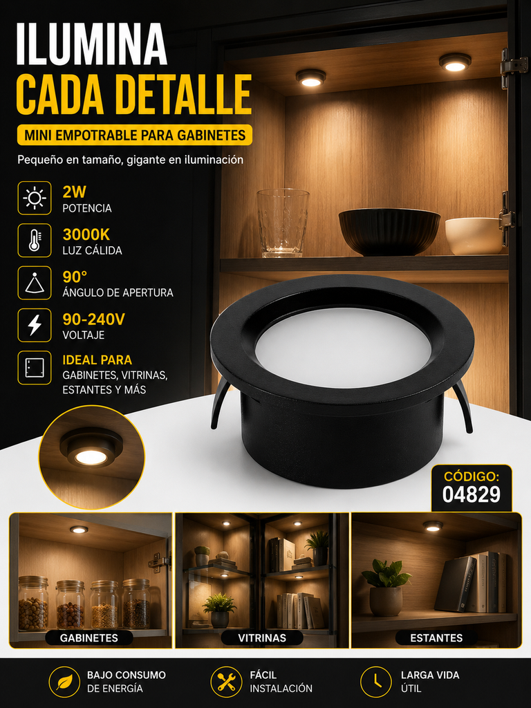 Empotrable Mini 2w 3000K LCG1310-2 BK Ø Negra Ø 38MM (4*15) 90° 100-240V Evolight 2/1