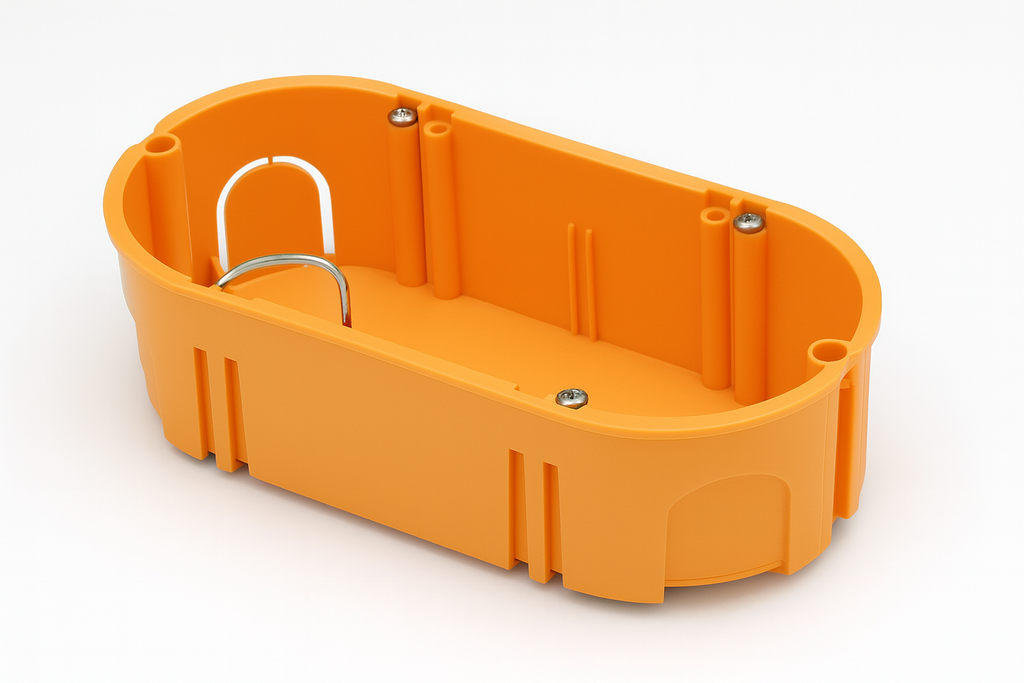 CAJA ELÉCTRICA D/EMPOTRAR OVALADA NARANJA PARA PAREDES DE SHETROCK