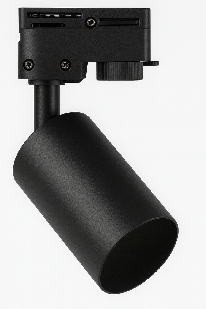 Foco de riel GU-10 TG-20 BK dos fases negro AL+PC 55X145 mm