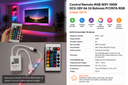 Control Remoto RGB WIFI 100W DC5-28V 6A 24 Botones P/Cinta RGB