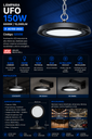 Lampara UFO 150W 6500K B60716 AC100-265V. MEAN WELL 15,000LM IP20
