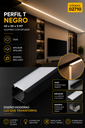 Perfil T Negro 43 x 20 x 3 MT Aluminio con Difusor