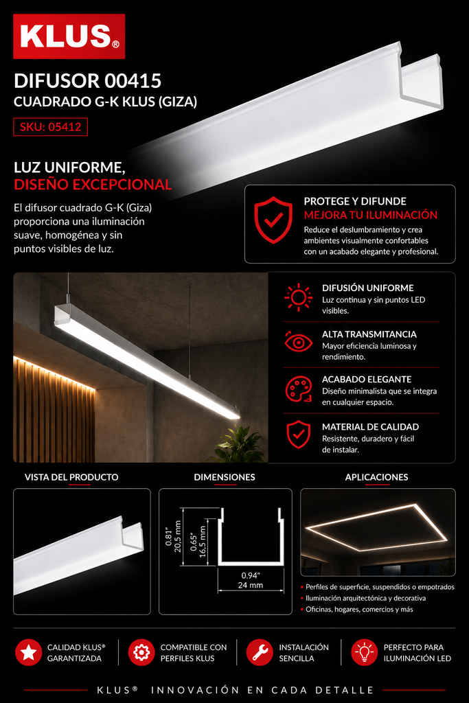 Difusor 00415 Cuadrado G-K KLUS (Giza)