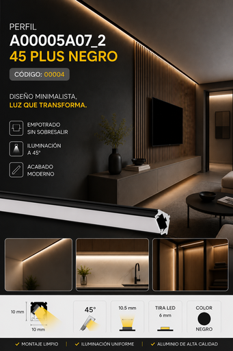 [00004] Perfil A00005A07_2 45 PLUS Negro KLUS