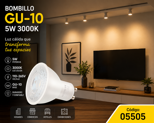 [05505] Bombillo 5W 3000k GU-10 B05520 110-265V ROOMLUX 38º