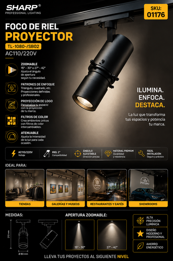 [01176] Foco de Riel Proyector SHARP TL-1080-/SB02 AC110/220V para Riel 2