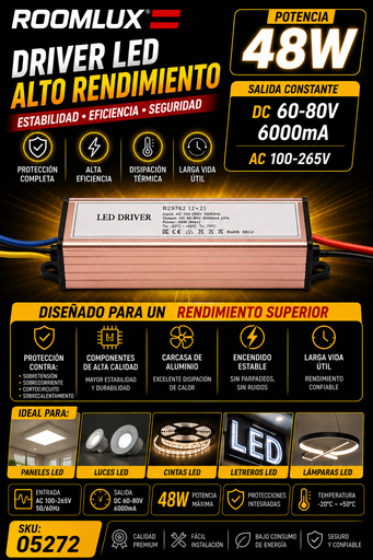 [05272] Driver 48w DC60-80V 6000mA AC-100-265V Roomlux (2x2 B29762)