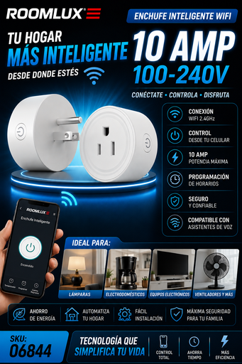 [06844] Enchufe Inteligente WIFI DE 10 AMP -100-240V S01000 ROOMLUX