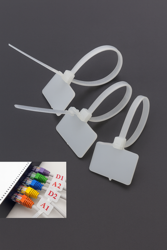 [04584] CABLE TIE BLANCO CON ETIQUETA DE IDENTIFICACION DE CABLES ELECTRICOS
