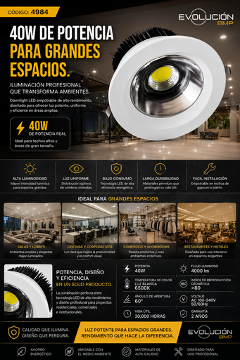 [04984] Empotrable 40W 6500K 10¨ 85-265V 3600Lm DLC4080 DeLEDZ