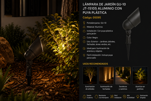 [05095] Lampara de Jardín GU-10 JT-15105 Aluminio con Puya Plástica