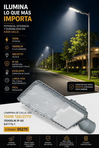 [05275] Lampara de Calle LED 150w 120/277v 15000lm B47776-1 IP-65 ROOMLUX