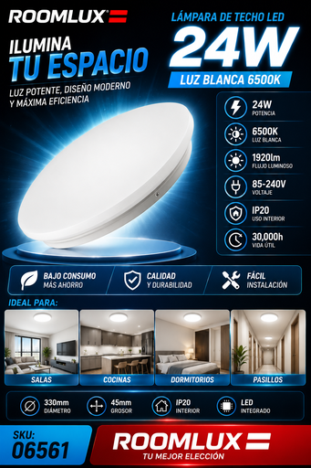 [06561] LAMP. TECHO LED 24w B27350 6500K 330mm 85-240v IP-20 ROOMLUX