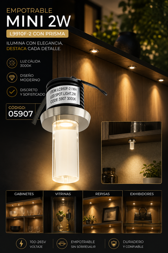 [05907] Empotrable Mini 2W 3000K L9910F-2 con Prisma EVOLIGHT