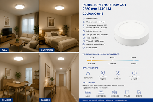 [06848] Panel Superficie 18W CCT 2250 mm 1440 LM B29720 ROOMLUX