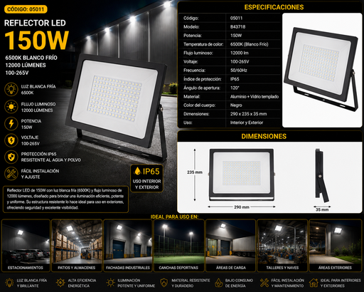 [05011] Reflector 150W 6500K 12000Lm 100-265V B43718 ROOMLUX