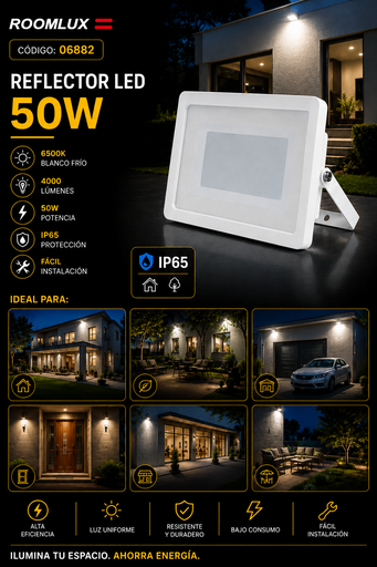 [06882] Reflector 50W 6500K Blanco 4000lm 100-265V B43718 ROOMLUX