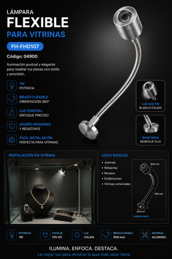 [04900] Lampara Flexible FH-FHD107 para Vitrinas 1W FH-FHD107