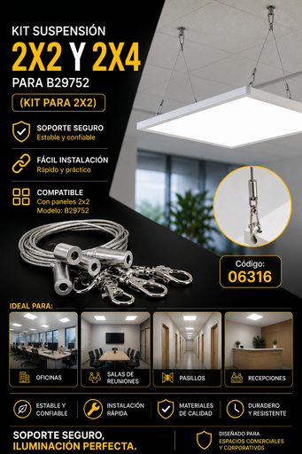 [06316] Kit Suspensión de Lampara 2X2 Y 2X4 para B29752 (KIT para 2X2)