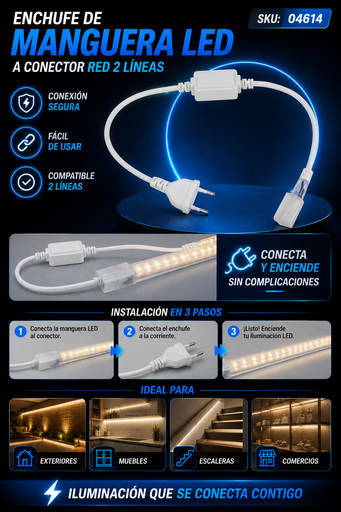 [04614] Enchufe de Manguera LED a Conector RED 2 Líneas