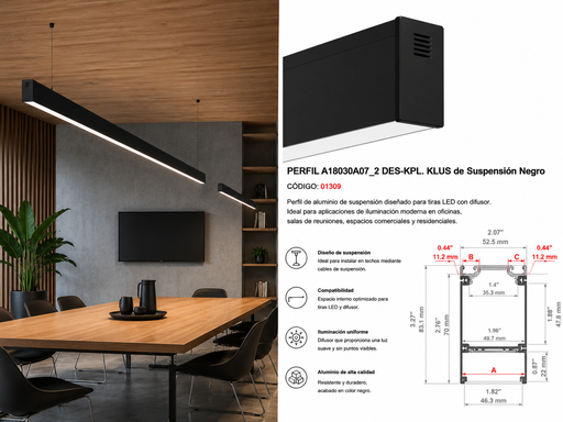 [01309] Perfil A18030A07_2 DES-KPL. KLUS de Suspensión Negro