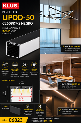 [06823] Perfil C2609K7-2 LIPOD-50 NEGRO