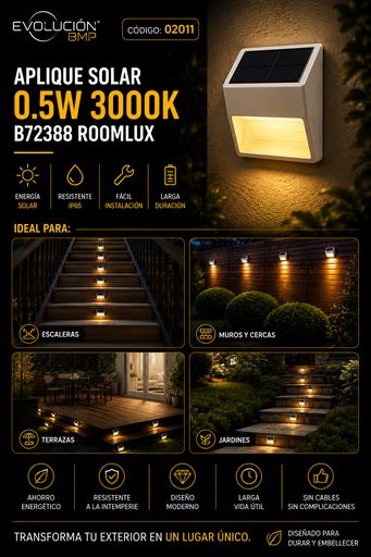 [02011] Aplique Solar 0.5W 3000K B72388 ROOMLUX